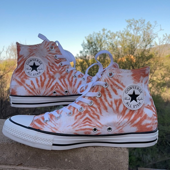 New Orange Sunburst Tie Dye Converse Hi Tops Sz 11 - Picture 5 of 15